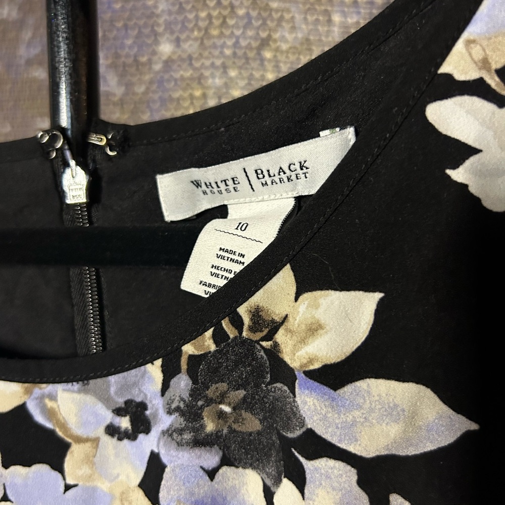 White House Black Market Black and Cream Floral Dress
